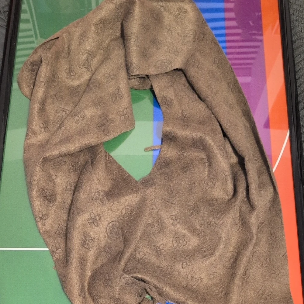 Authentic Louis Vuitton Monogram Silk Wool Patterned Scarf - Made In France